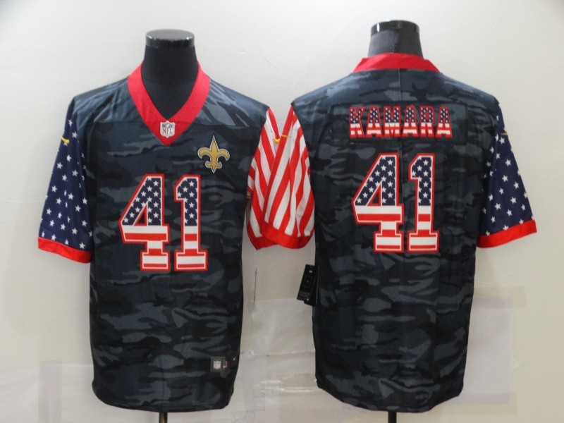 Men's New Orleans Saints Alvin Kamara #41 Gray Camouflage Jersey